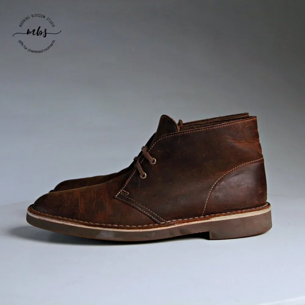 Clarks Bushacre 2 Chukka Lace Up Leather Boots Brown Beeswax Men 10‎